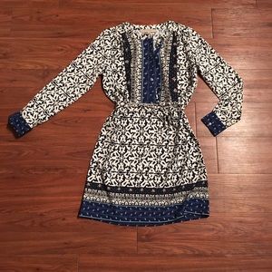 Loft blue floral mosaic dress